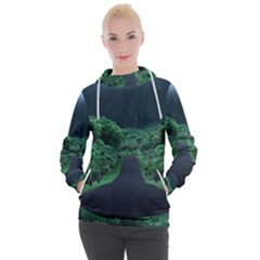 Jungle Road Hawaii Asphalt Mountains Green Women s Hooded Pullover by Bedest