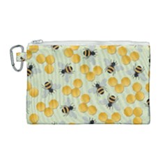 Bees Pattern Honey Bee Bug Honeycomb Honey Beehive Canvas Cosmetic Bag (large)