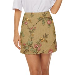 Flowers, Branches, Desenho, Edge, Leaves Mini Front Wrap Skirt by kyorashop23