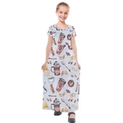 Coffee Mania Caffeine Kids  Short Sleeve Maxi Dress by Bedest