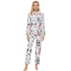 Coffee Mania Caffeine Womens  Long Sleeve Velvet Pocket Pajamas Set