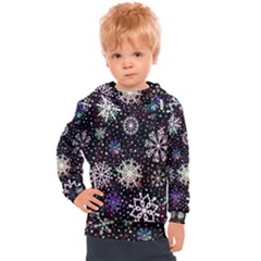 Shiny Winter Snowflake Abstract Christmas Cold Crystal December Kids  Hooded Pullover by Bedest