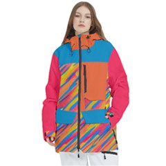 Bright And Variegated Multicolored  Brush Strokes Women s Multi Pockets Zip Ski And Snowboard Waterproof Breathable Jacket by Givinglala