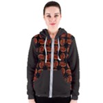 Fantasy skeleton dragon hand drawn motif pattern Women s Zipper Hoodie