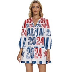 Kamala Harris 2024 Walz V-neck Placket Mini Dress by Safari