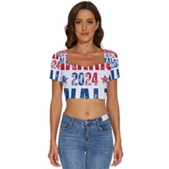 Kamala Harris 2024 Walz Short Sleeve Square Neckline Crop Top  by Safari