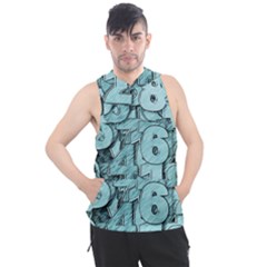 Blue Digits Background, Artwork, Numbers Men s Sleeveless Hoodie by kyorashop23