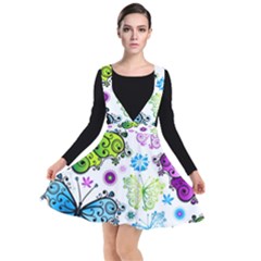 Butterflies, Abstract, Background, Colorful Plunge Pinafore Dress by kyorashop23