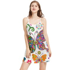 Butterflies, Abstract, Colorful, Floral, Flowers Summer Frill Dress