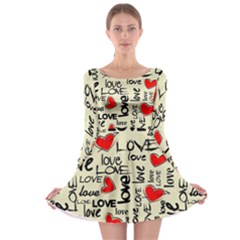 Love Abstract Background Love Textures Long Sleeve Skater Dress