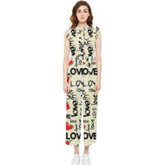 Love Abstract Background Love Textures Women s Frill Top Chiffon Jumpsuit by kyorashop23