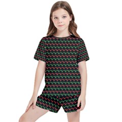 Geometric Abstract Pattern Line Kids  T-shirt And Sports Shorts Set