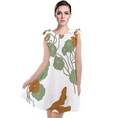 Nasturtium Flowers Plant Leaves Tie Up Tunic Dress by Salmanaz77