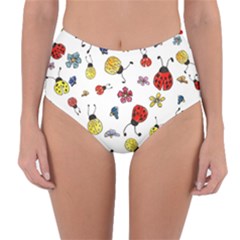 Seamless Pattern Nature Flowers Reversible High-waist Bikini Bottoms