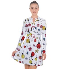 Seamless Pattern Nature Flowers Long Sleeve Panel Dress