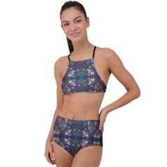 Ornate Baroque Floral Pattern Print Halter Tankini Set by dflcprintsclothing