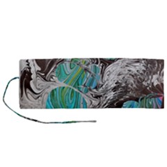 Marbling Mono Blend  Roll Up Canvas Pencil Holder (m) by kaleidomarblingart