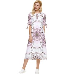 Floral Flora Flower Seamless Pattern Bow Sleeve Chiffon Midi Dress by Bedest