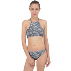 Silver Blossom Elegance Print (ai+human) Halter Bikini Set by dflcprintsclothing