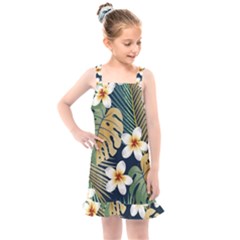 Seamless Pattern With Tropical Strelitzia Flowers Leaves Exotic Background Kids  Overall Dress by Ket1n9