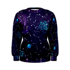 Realistic Night Sky Poster With Constellations Women s Sweatshirt