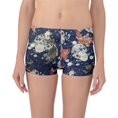 Japanese Wave Koi Illustration Pattern Reversible Boyleg Bikini Bottoms