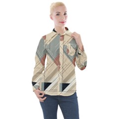 Boho Abstract Architecture Women s Long Sleeve Pocket Shirt