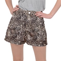 Earth Tones Fall Abstract Textured Print Women s Ripstop Shorts by dflcprintsclothing