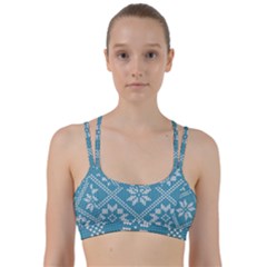 Blue Winter Knitted Texture, Blue Winter Background, Knitted Texture Line Them Up Sports Bra by kyorashop23