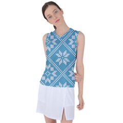 Blue Winter Knitted Texture, Blue Winter Background, Knitted Texture Women s Sleeveless Sports Top by kyorashop23