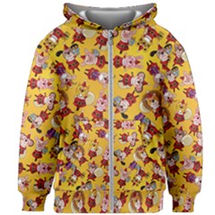 Cartoon Xmas Characters Pattern Kids  Zipper Hoodie Without Drawstring