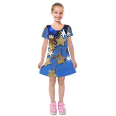 Merry Christmas, Baubles Kids  Short Sleeve Velvet Dress