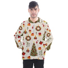 Christmas Pattern, Pattern, Christmas, Trees Men s Half Zip Pullover