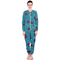 Whimsical Mushroom Pattern Onepiece Jumpsuit (ladies)