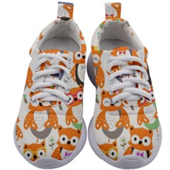 Cute Colorful Owl Cartoon Seamless Pattern Kids Athletic Shoes