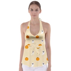 Pumpkin And Boo Crew Halloween  Tie Back Tankini Top by Safari