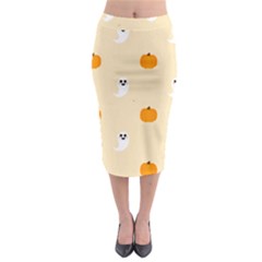 Pumpkin And Boo Crew Halloween  Midi Pencil Skirt