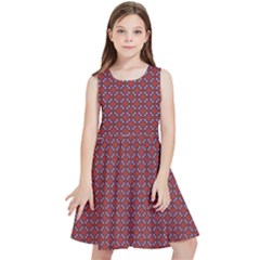 Brown Red Dot Pattern Kids  Skater Dress