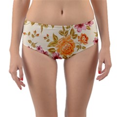 Peony Flower Pattern Background Reversible Mid-waist Bikini Bottoms by Grandong