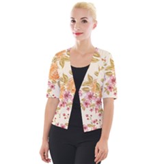 Peony Flower Pattern Background Cropped Button Cardigan by Grandong