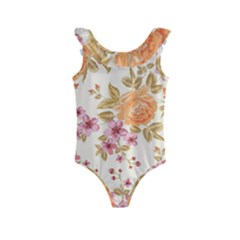 Peony Flower Pattern Background Kids  Frill Swimsuit by Grandong