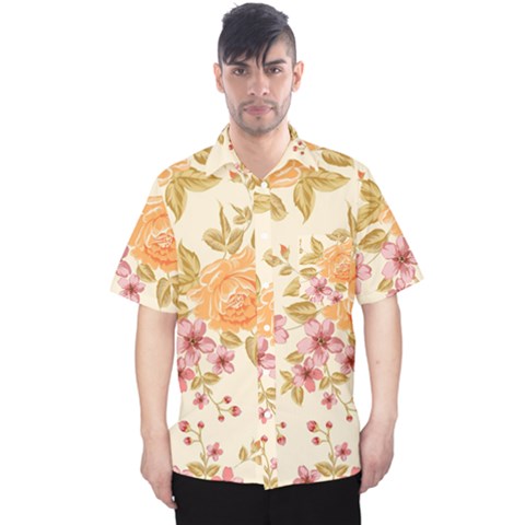 Peony Flower Pattern Background Men s Hawaii Shirt by Grandong