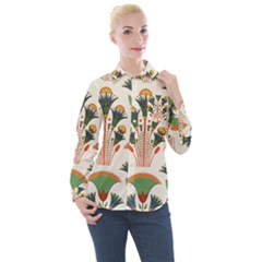 Ancient Egypt Antique Archeology Women s Long Sleeve Pocket Shirt