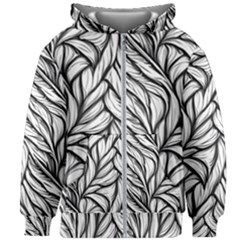 Black White Flower Texture Pattern Kids  Zipper Hoodie Without Drawstring