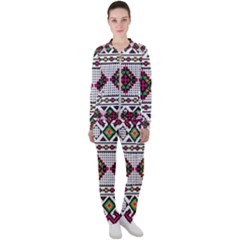 Ukrainian Folk Seamless Pattern Ethnic Ornament Border Element Traditional Casual Jacket And Pants Set