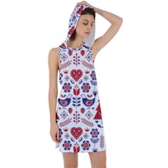 Scandinavian Folk Seamless Pattern Racer Back Hoodie Dress by Grandong