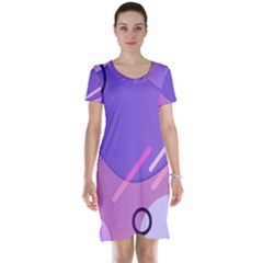 Colorful Labstract Wallpaper Theme Short Sleeve Nightdress