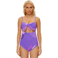 Colorful Labstract Wallpaper Theme Knot Front One-piece Swimsuit by Apen