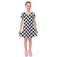 Black And White Pattern Kids  Short Sleeve Velvet Dress