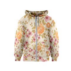 Peony Flower Floral Flora Pattern Kids  Zipper Hoodie